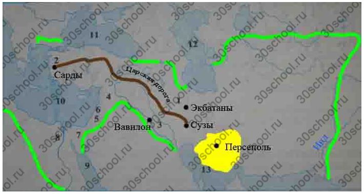 Персидская держава контурная карта 5 класс