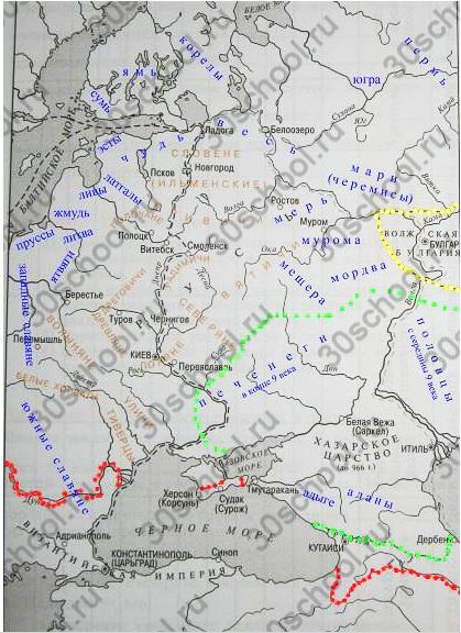 Контурная карта восточные славяне и их соседи